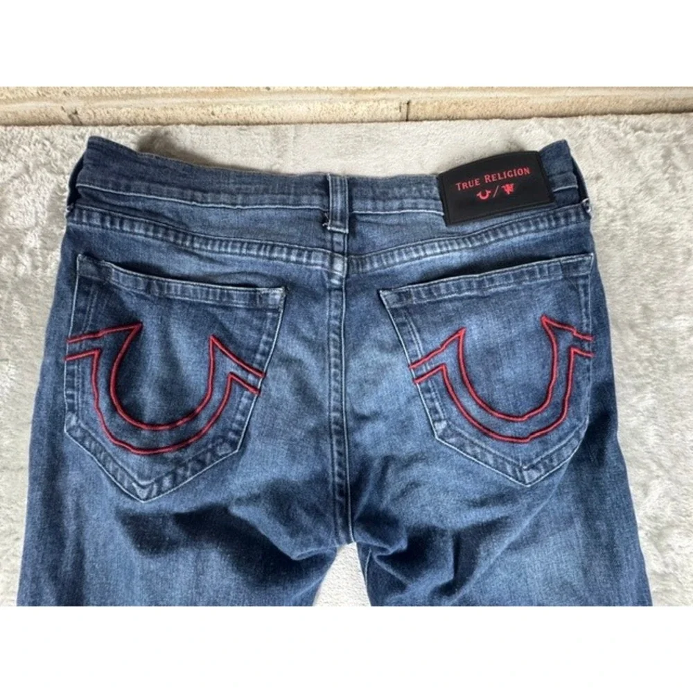 True Religion x‎ Manchester United Men's Jeans Size 36 Red Thick Stitch Jack